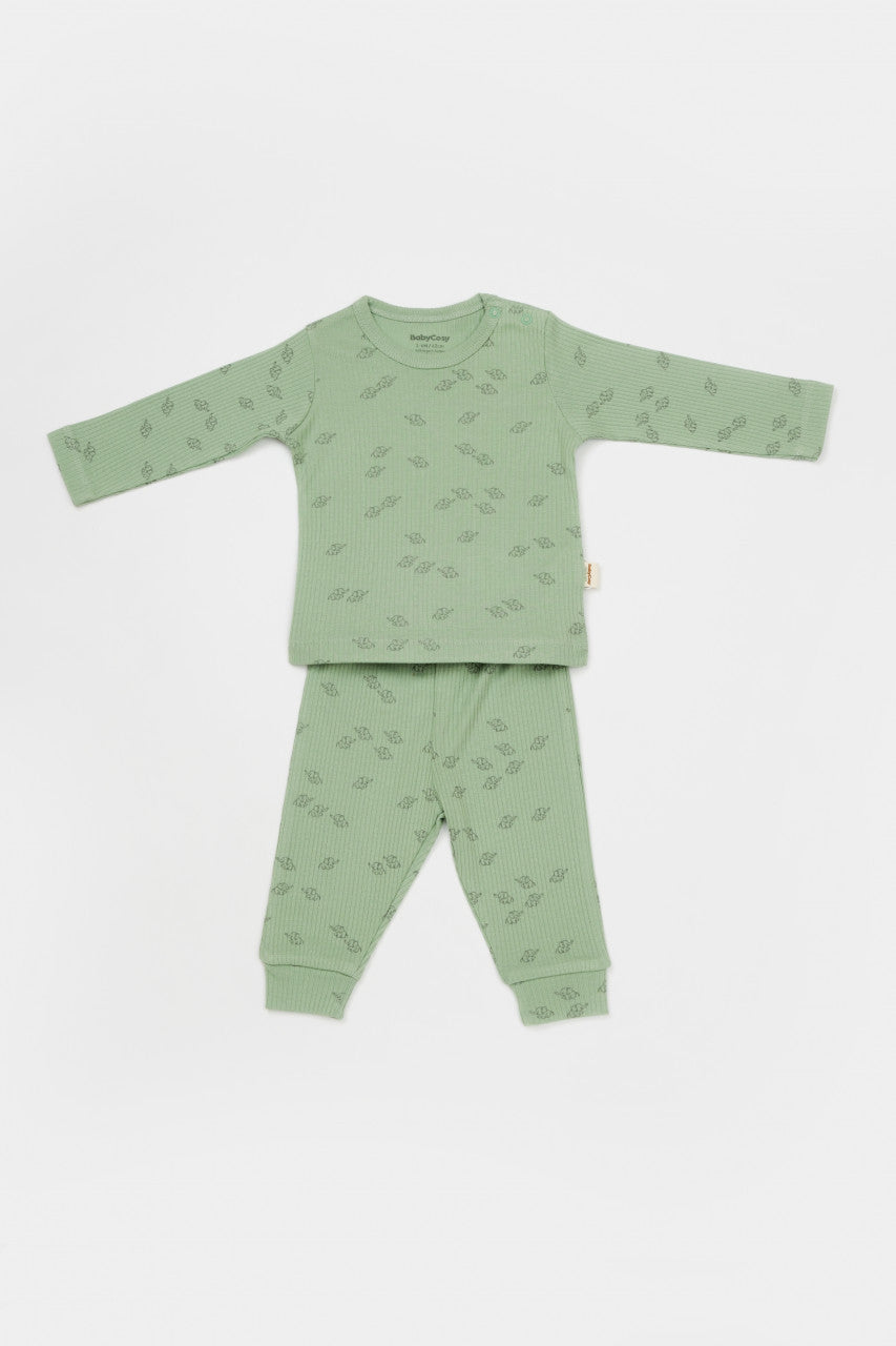 Set 3 piese:bluza, pantaloni si caciulita Printed, BabyCosy, 50% modal+50% bumbac,